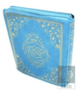 063M Kabe Mühürlü Kuranı Kerim Fermuarlı Kılıflı - Çanta Boy-Mavi