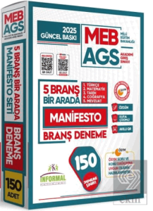 2025 MEB AGS Türkçe-Matematik-Tarih-Coğrafya-Mevzuat Manifesto Branş Denemesi 150 Adet Fasikül Seti