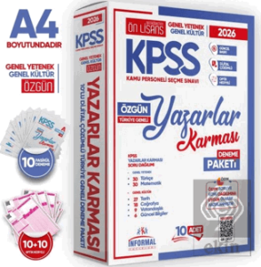 2026 KPSS ÖnLisans Yazarlar Karması GY-GK Türkiye Geneli Kurumsal 10lu Deneme Paketi Dijital Çözümlü