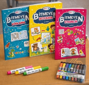 Boya Sil Bitmeyen Boyama 3 Kitap + Boya Kalemi Hediyeli