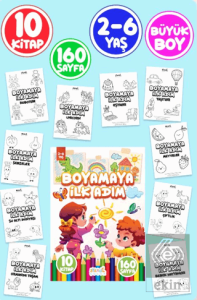 Boyamaya İlk Adım 2-6 Yaş - Okul Öncesi Boyama Kitabı Seti - 10 Kitap