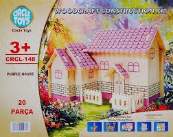 Circle Toys 148 Purple House Mor Ev Ahşap Maket