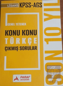 KPSS AGS Genel Yetenek Konu Konu Türkçe Çıkmış Sorular Son 10 Yıl