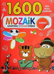 Mozaik Çıkartmalı Boyama Kitabı Kırmızı 1600den Fazla Çıkartma