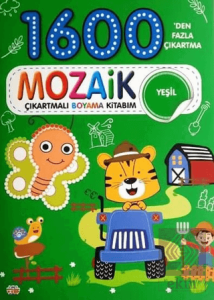 Mozaik Çıkartmalı Boyama Kitabı Yeşil 1600den Fazla Çıkartma