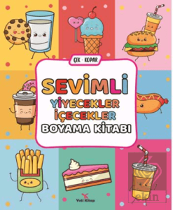 Sevimli Yiyecekler İçecekler Boyama Kitabı