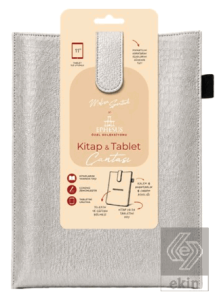 Yeni Nesil Kitap ve Tablet Çantası - Özel Deri Dokulu Gümüş