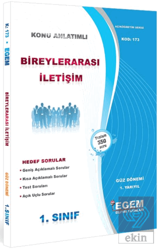 1. Sınıf 1. Yarıyıl Bireyler Arası İletişim Konu A