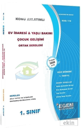 1. Sınıf 1. Yarıyıl Ev İdaresi ve Yaşlı Bakımı Çoc