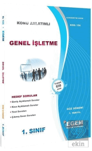 1. Sınıf 1. Yarıyıl Genel İşletme Konu Anlatımlı S