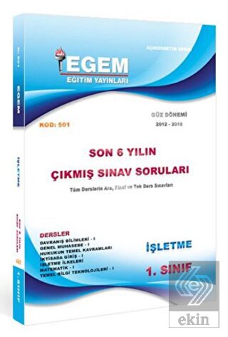 1. Sınıf 1. Yarıyıl İşletme Son 6 Yılın Çıkmış Sın