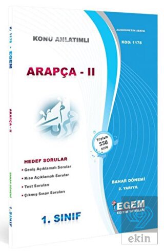 1. Sınıf 2. Yarıyıl Arapça 2 Konu Anlatımlı Hedef