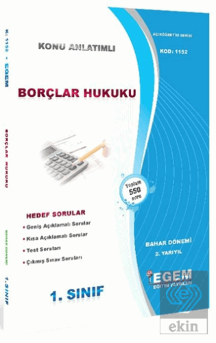 1. Sınıf 2. Yarıyıl Konu Anlatımlı Borçlar Hukuku