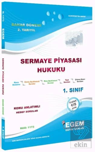 1. Sınıf 2. Yarıyıl Sermaye Piyasası Hukuku Konu A