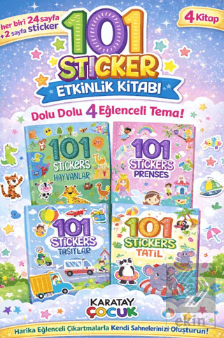 101 Sticker Etkinlik Kitabı (4 Kitap) (Taşıtlar-Prenses-Hayvanlar-Tati