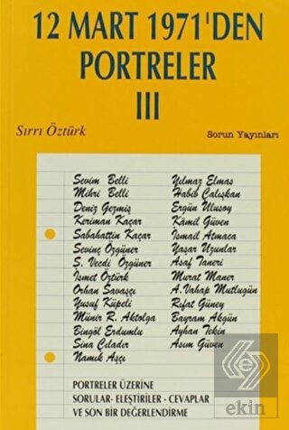 12 Mart 1971'den Portreler Cilt: 3