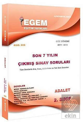 2. Sınıf 3. Yarıyıl Adalet Son 7 Yılın Çıkmış Sına