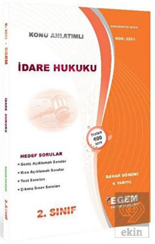 2. Sınıf 4. Yarıyıl Konu Anlatımlı İdare Hukuku -