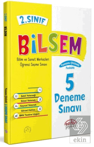 2. Sınıf Bilsem Çözümlü 5 Deneme Sınavı - Editör Y