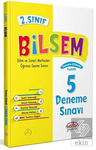 2. Sınıf Bilsem Çözümlü 5 Deneme Sınavı - Editör Y