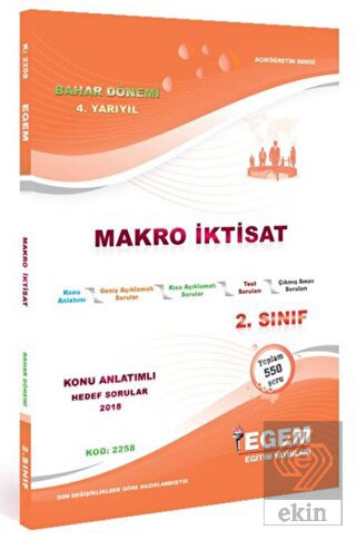 2. Sınıf Makro İktisat Bahar Dönemi Konu Anlatımlı