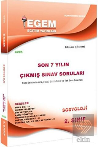 2.Sınıf Sosyoloji Çıkmış Sınav Soruları