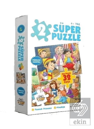 2 Süper Puzzle Pamuk Prenses-Pinokyo 32 Parça