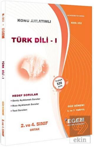 2. ve 4. Sınıf Ortak 3. ve 7. Yarıyıl Türk Dili 1