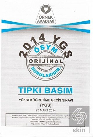 2014 YGS ÖSYM Tıpkı Basım Soru Kitapçığı