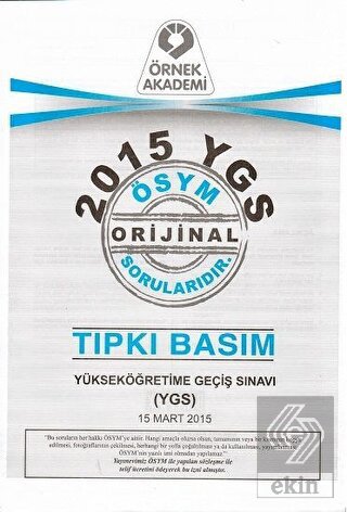 2015 YGS ÖSYM Tıpkı Basım Soru Kitapçığı