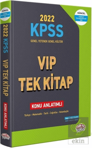 2022 KPSS Genel Yetenek - Genel Kültür VIP Tek Kit