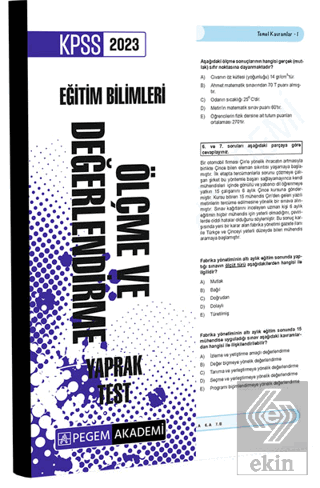 2023 KPSS Eğitim Bilimleri Ölçme ve Değerlendirme
