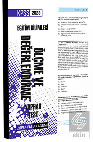 2023 KPSS Eğitim Bilimleri Ölçme ve Değerlendirme