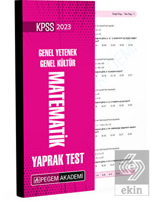 2023 KPSS Genel Yetenek Genel Kültür Matematik Yap