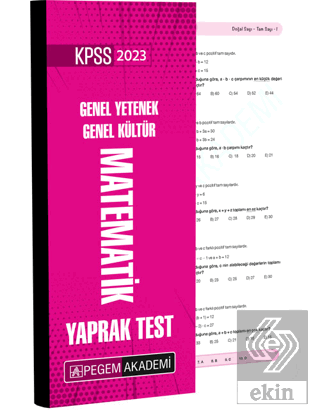 2023 KPSS Genel Yetenek Genel Kültür Matematik Yap