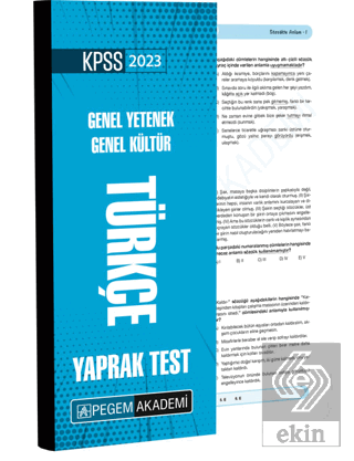2023 KPSS Genel Yetenek Genel Kültür Türkçe Yaprak