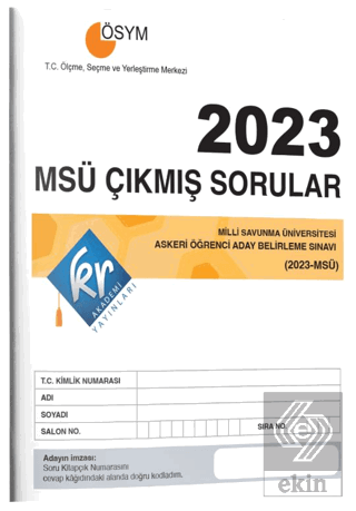 2023 MSÜ Çıkmış Sorular Tıpkı Basım Kitapçığı KR A