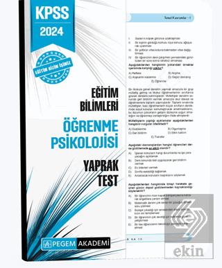 2024 KPSS Eğitim Bilimleri Öğrenme Psikolojisi Yap