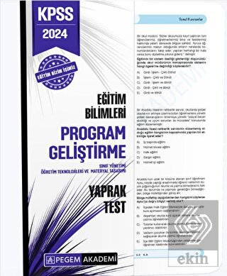 2024 KPSS Eğitim Bilimleri Program Geliştirme Yapr