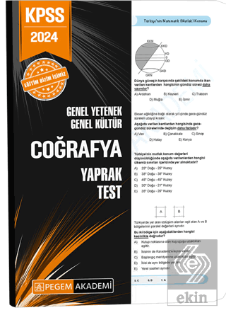 2024 KPSS Genel Yetenek Genel Kültür Coğrafya Yapr