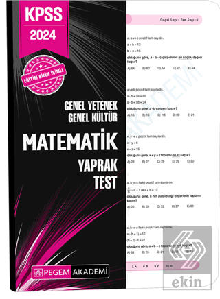 2024 KPSS Genel Yetenek Genel Kültür Matematik Yap