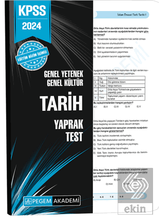 2024 KPSS Genel Yetenek Genel Kültür Tarih Yaprak