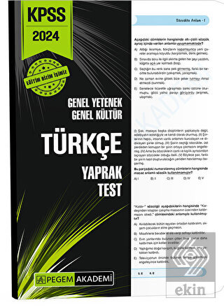 2024 KPSS Genel Yetenek Genel Kültür Türkçe Yaprak