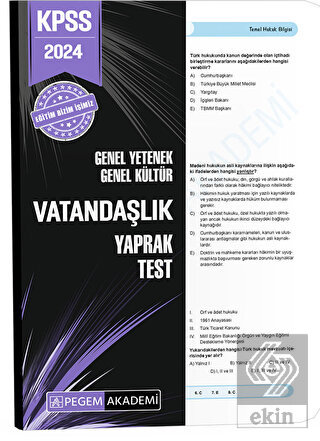 2024 KPSS Genel Yetenek Genel Kültür Vatandaşlık Y