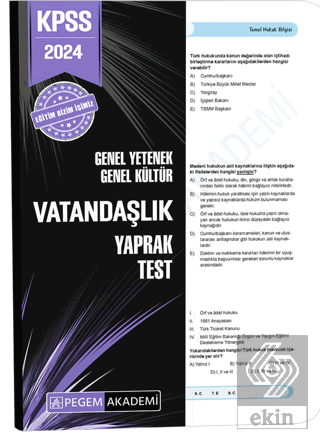 2024 KPSS Genel Yetenek Genel Kültür Vatandaşlık Y