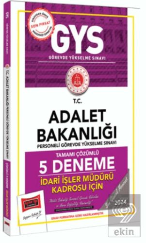 2025 Adalet Bakanlığı Tamamı Çözümlü İdari İşler Müdürü Kadrosu İçin 5
