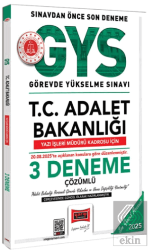 2025 GYS T.C. Adalet Bakanlığı Yazı İşleri Müdürü Kadrosu İçin 3 Denem