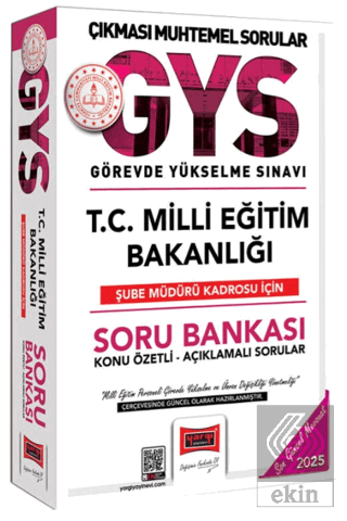 2025 GYS T.C. Milli Eğitim Bakanlığı Şube Müdürü Kadrosu İçin Soru Ban