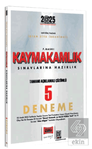 2025 Kaymakamlık Sınavlarına Hazırlık Tamamı Açıklamalı Çözümlü 5 Deneme