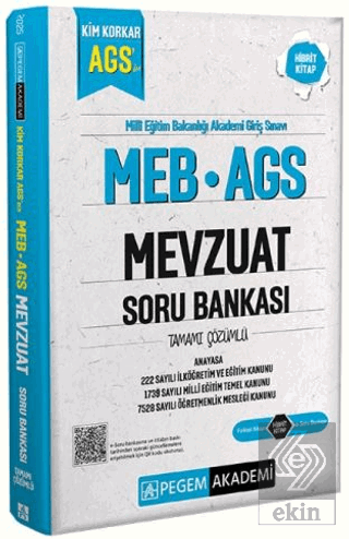 2025 Kim Korkar MEB AGS Soru Bankası Mevzuat Anayasa 222 Sayılı İlköğr